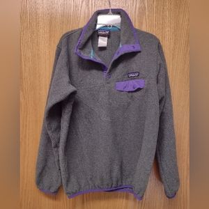 Patagonia Synchilla Snap-T Gray Purple Fleece Pullover Jacket Womens Small